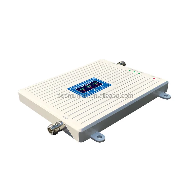 OEM intenligent GSM/PCS/WCDMA tri-frequency bands mobile signal booster amplifier with colorful screen
