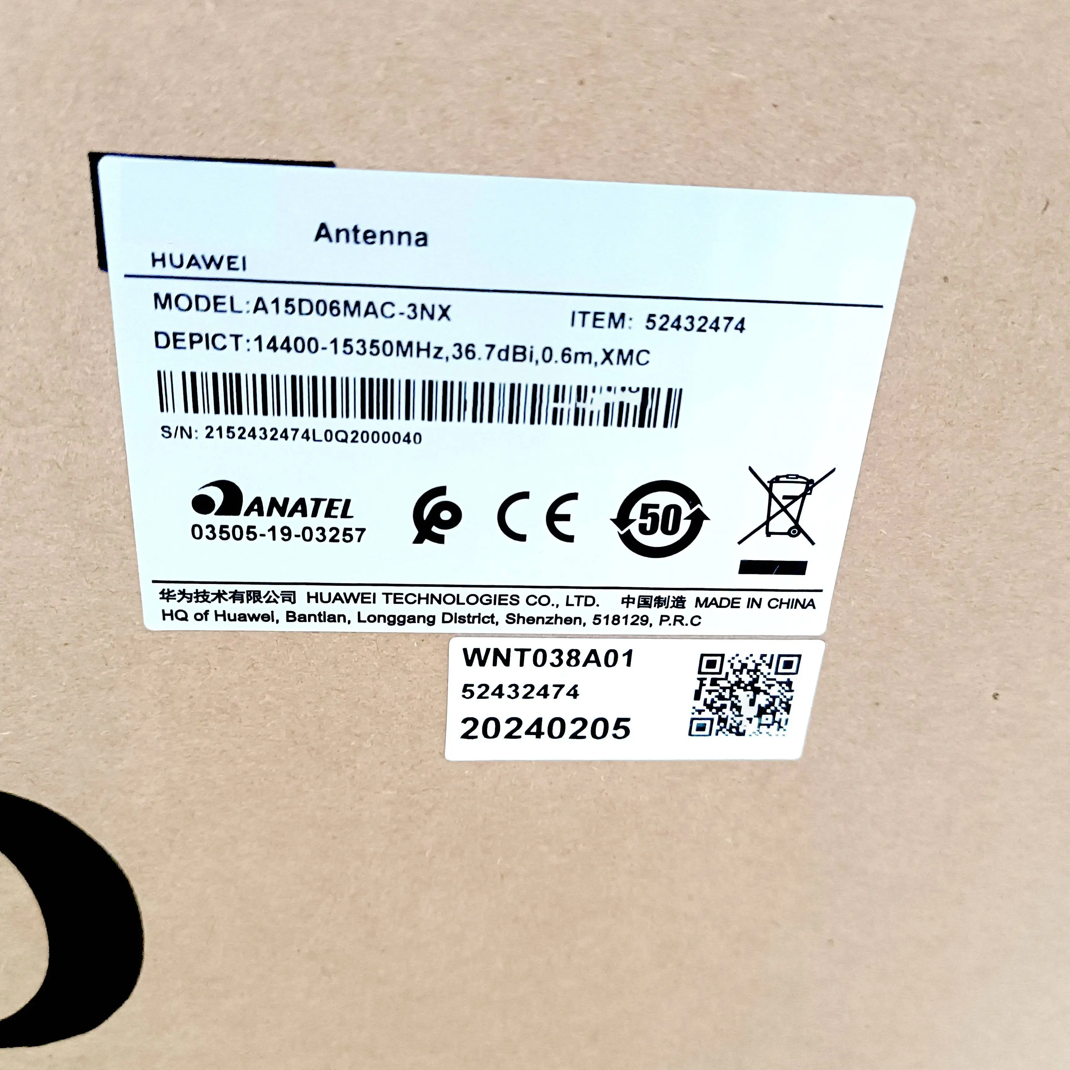 Communication A15D06MAC-3NX 52432474 Direct Mount Wireless Microwave Antenna for Huawei Rt