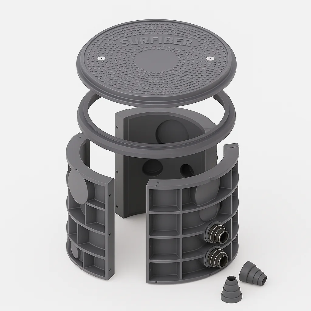 Round SMC Fiber Optic Manhole Chamber| Modular Underground Cable Access Box| EN124 Certifi