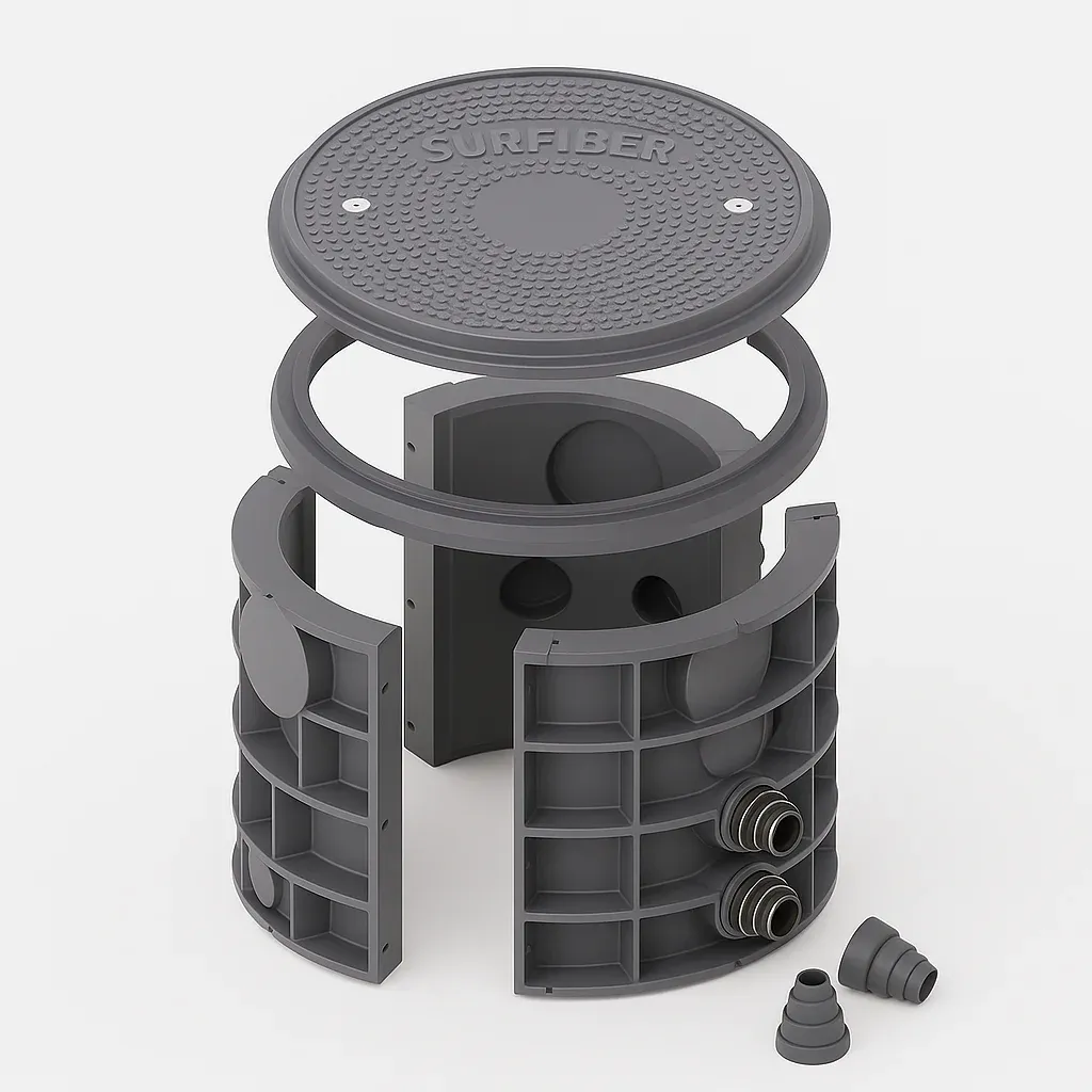 Round SMC Fiber Optic Manhole Chamber| Modular Underground Cable Access Box| EN124 Certifi