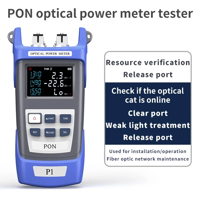 P1 Optical Power Meter Fiber FTTH OPM Multi-Interface Light Failure Tester with POE Network 850-1625nm SC/FC/ST-boxintelecom