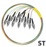 12 Core SC/ST/FC/LC/UPC Singlemode Pigtail Fiber Optic Cable - 0.9mm 12-Color Bundle Type 