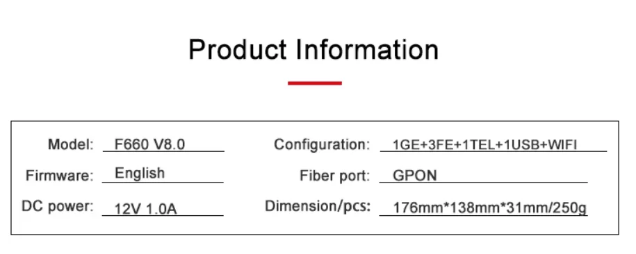 Single Band 5DB Optical Network Unit F660 V8.0 V9.0 GPON ONU 1GE+3FE+1TEL+1USB+WiFi 2.4G F660 External Fiber Optic Equipment