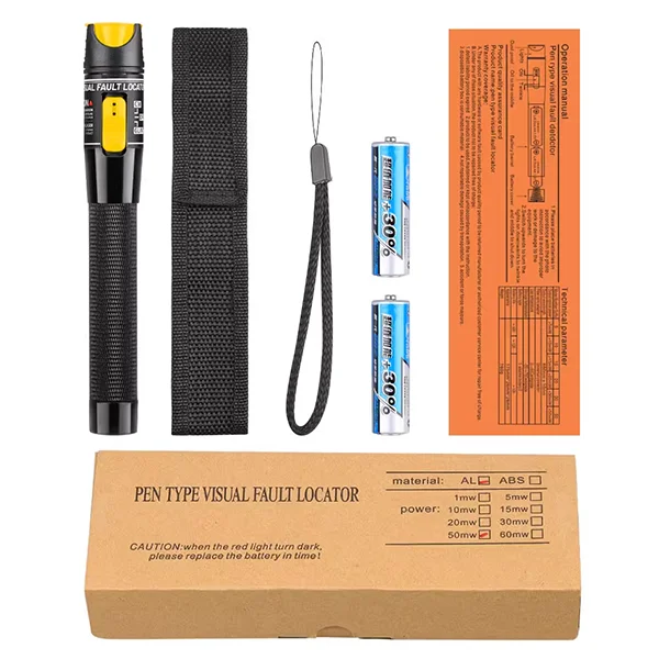 10KM 50mW 30km 650nm FTTX Red Light Source Optical Fiber Detector Optical Power Meter Light Test Pen-boxintelecom