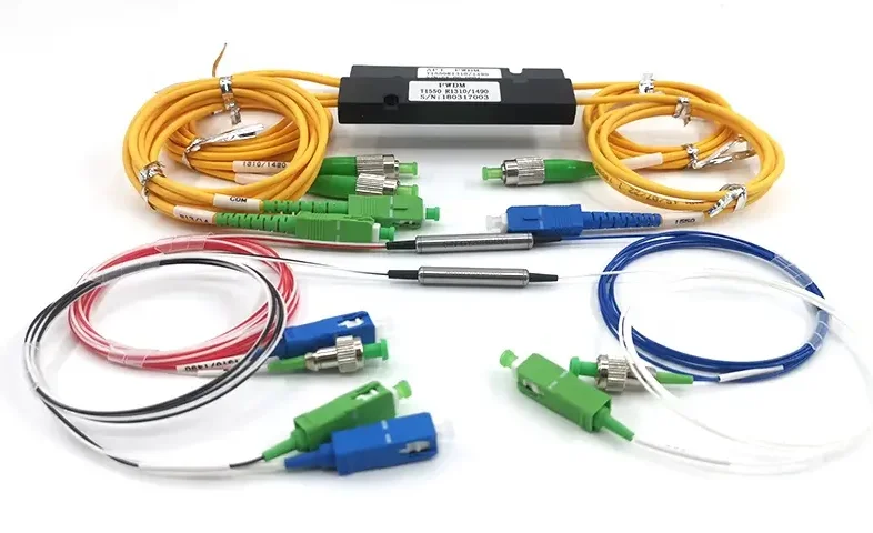 FTTH FWDW 1310nm 1490nm 1550nm PON WDM Filter with Optical Fibers 1x2 Port Configuration  ISO9001 Certified