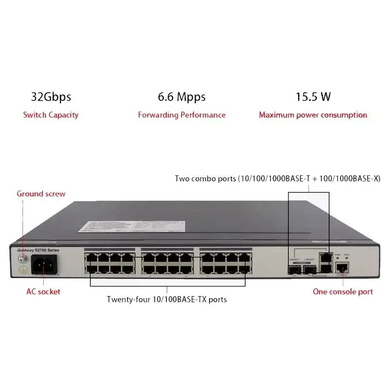 S2700-26TP-EI-AC 02352302 Gigabit 24 Ethernet 10/100 Ports Network Switch