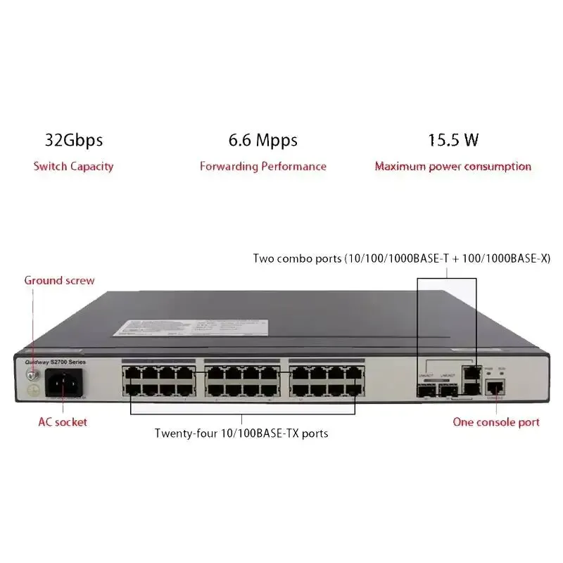 S2700-26TP-EI-AC 02352302 Gigabit 24 Ethernet 10/100 Ports Network Switch