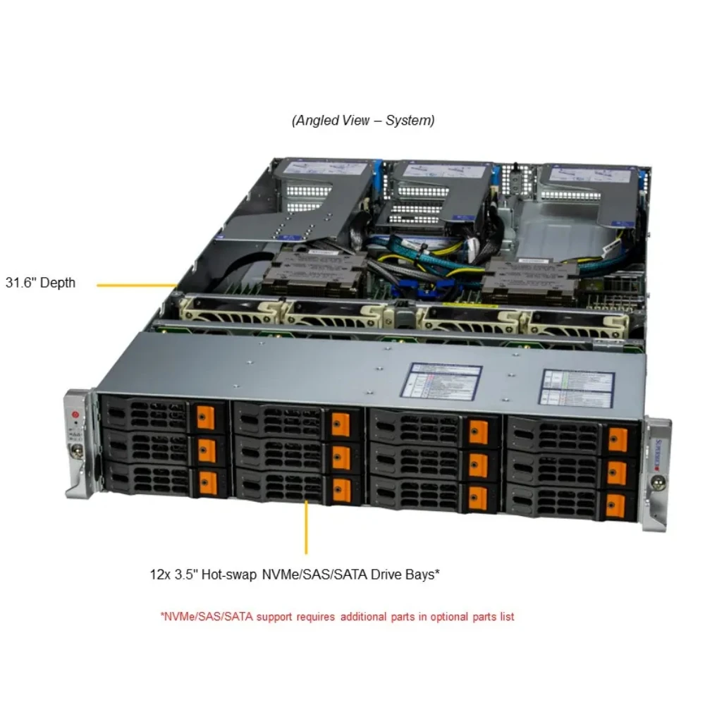 Supermicro Hyper A+ Server AS -2025HS-TNR 2U Rack with 12 Hot-swap 3.5