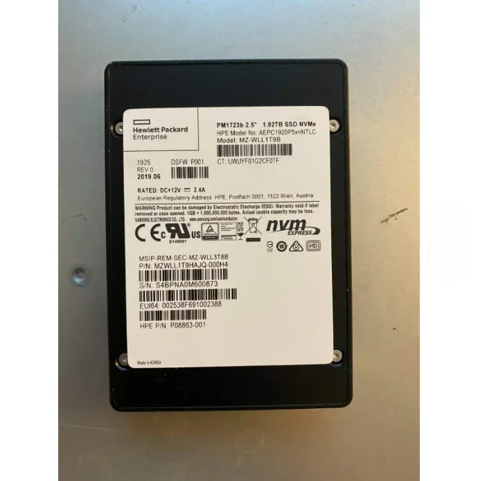 01LL502 Enterprise Solid State Drive 15.36TB NVMe U.2 Interface Adaptation 01LL515 Storage