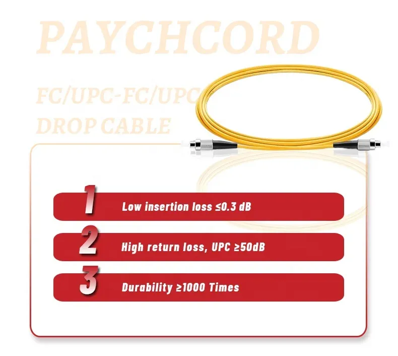 High Quality Patch Cord Simplex  FC/UPC-FC/UPC  2.0mm 3.0mm Fiber Cable