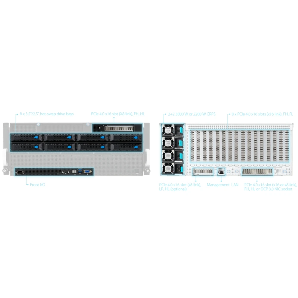 Stock Used ESC8000A-E11 with AMD EPYC Processor 4U Dual-socket GPU Server Featuring Eight Dual-slot GPUs 4
