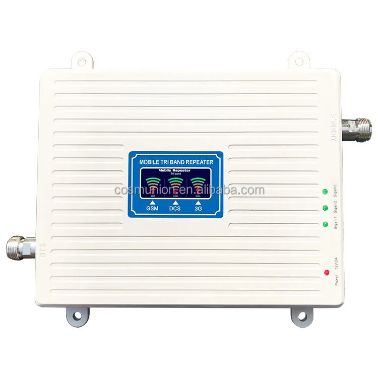 OEM intenligent GSM/PCS/WCDMA tri-frequency bands mobile signal booster amplifier with col
