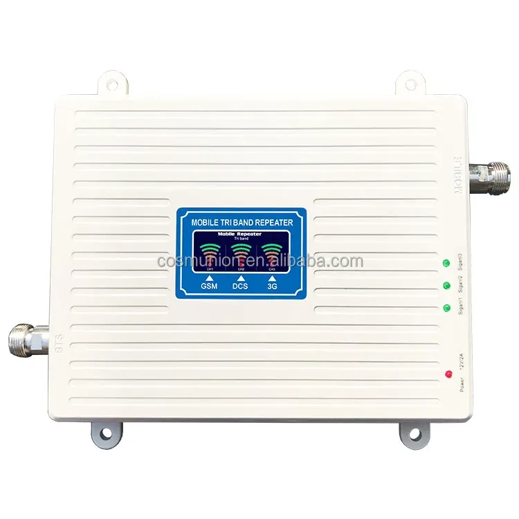 OEM intenligent GSM/PCS/WCDMA tri-frequency bands mobile signal booster amplifier with col