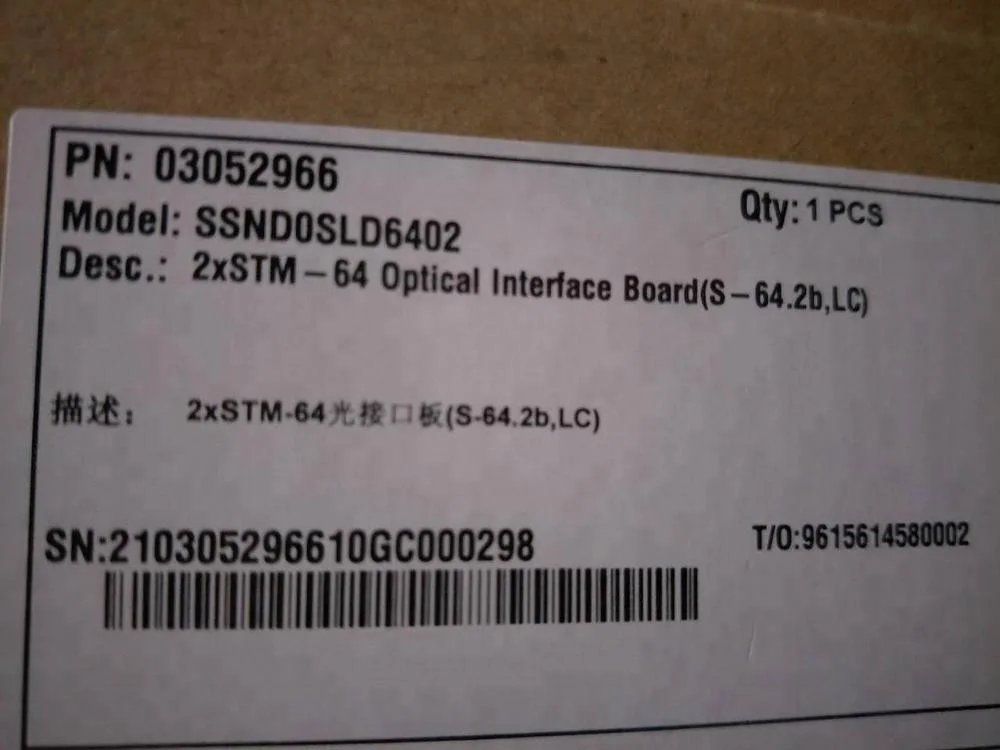 OptiX OSN 3500 Optix OSN7500 Fiber Optic 2xSTM-64 Optical Interface Board with SSN1SLD6402 Model Original Equipment-boxintelecom