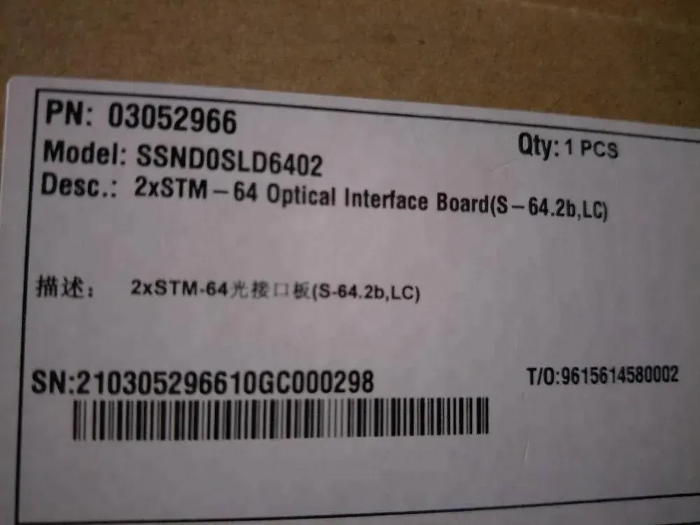 OptiX OSN 3500 Optix OSN7500 Fiber Optic 2xSTM-64 Optical Interface Board with SSN1SLD6402 Model Original Equipment-boxintelecom