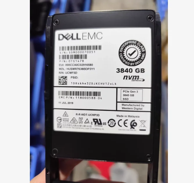 Unplugged 3.84TB NVMe PCIe U.2 Enterprise SSD Hard Drive Server Mass Storage 118000588-04