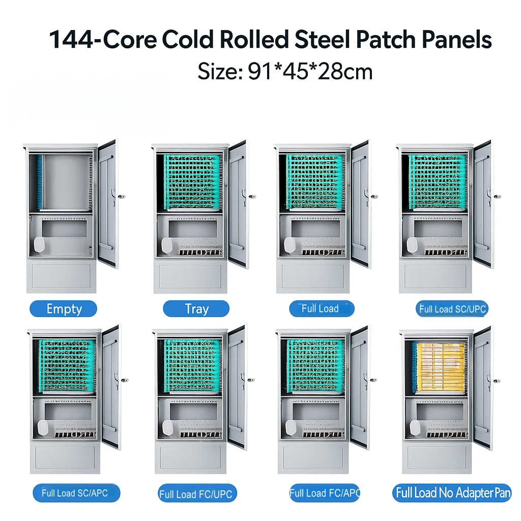 144 Core Cold Rolled Steel Fiber Optic Distribution Box with FC/SC/APC Adapters for FTTH