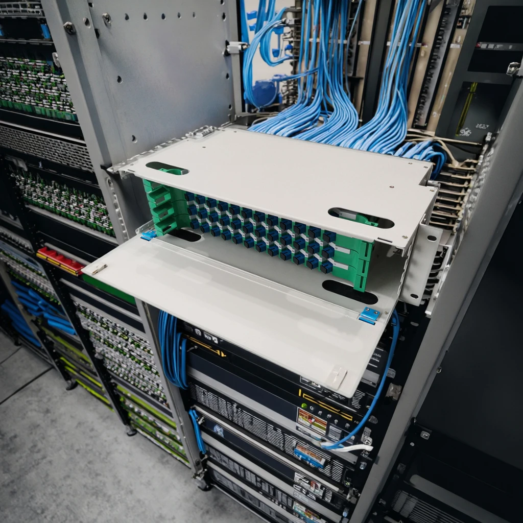 48 Core Sliding Rack Mount Fiber Optic Distribution Frame ODF 19 Inch 1U with SC/LC Adapte