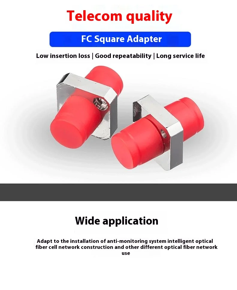 FC Square Fiber Optic Adapter Flange Connector Fiber Coupler for FTTH & CATV Wired LAN 1 Year Warranty Port 1