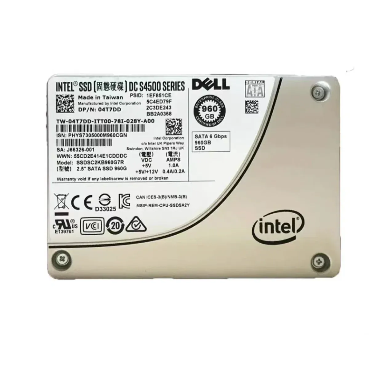Used Portable Hard Drive of dell Edition for Intel DC S4500 960G SATA3 OEM SSD