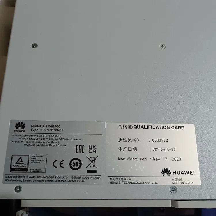 Original 50A/100A Rectifier ETP48100-B1 WD2E2ETP48100 220V/-48V OLT Communication Power Su