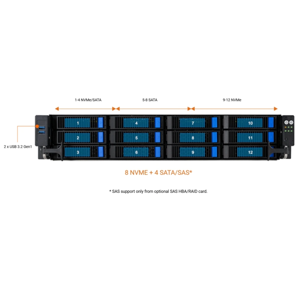 Wholesale a U S RS720A-E12-RS12 2U Rack Server with AMD EPYC Dual-processor Support up to 24 DIMM Slots 7