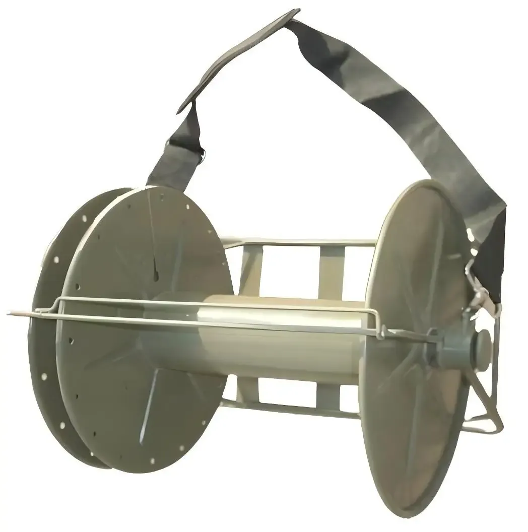 All-Metal FTTA Fiber Optic Cable Reel Shoulder Strap Locking Key Detachable Drum Design for