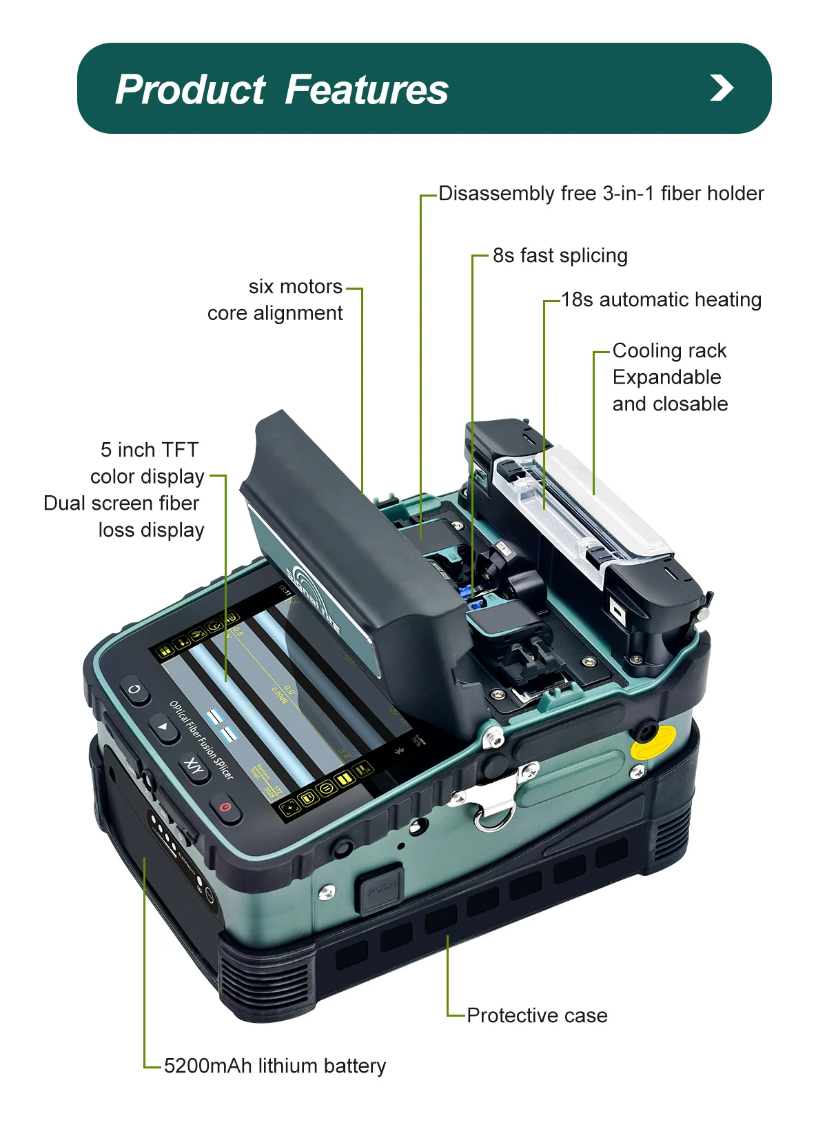 AI-6A+ Signal Fire 6 Motos Fusion Machine Optical Fiber Fusion Splicer A-5 pro AI-6C AI-6C+ AI-7C AI-8C AI-9 AI-20 AI-30 A-5 pro