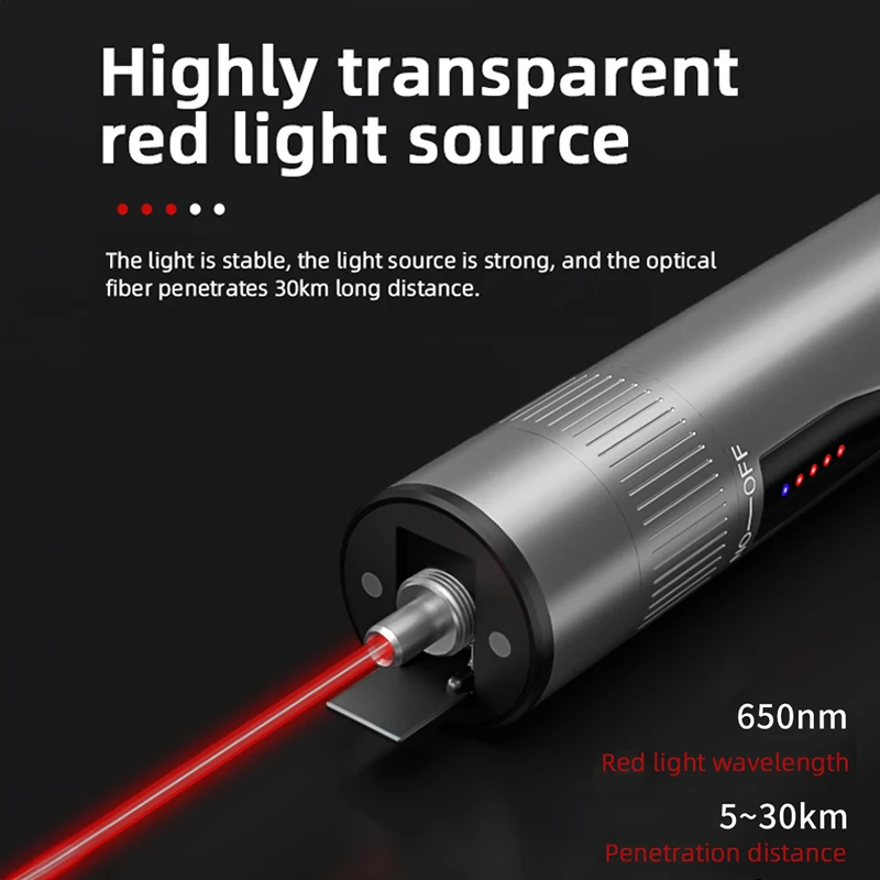 KAITENG B5 Optic Visual Fault Locator Pen Type 650nm Rechargeable Handheld Metal Optical Fiber Visual Fault Locator Red Light-boxintelecom