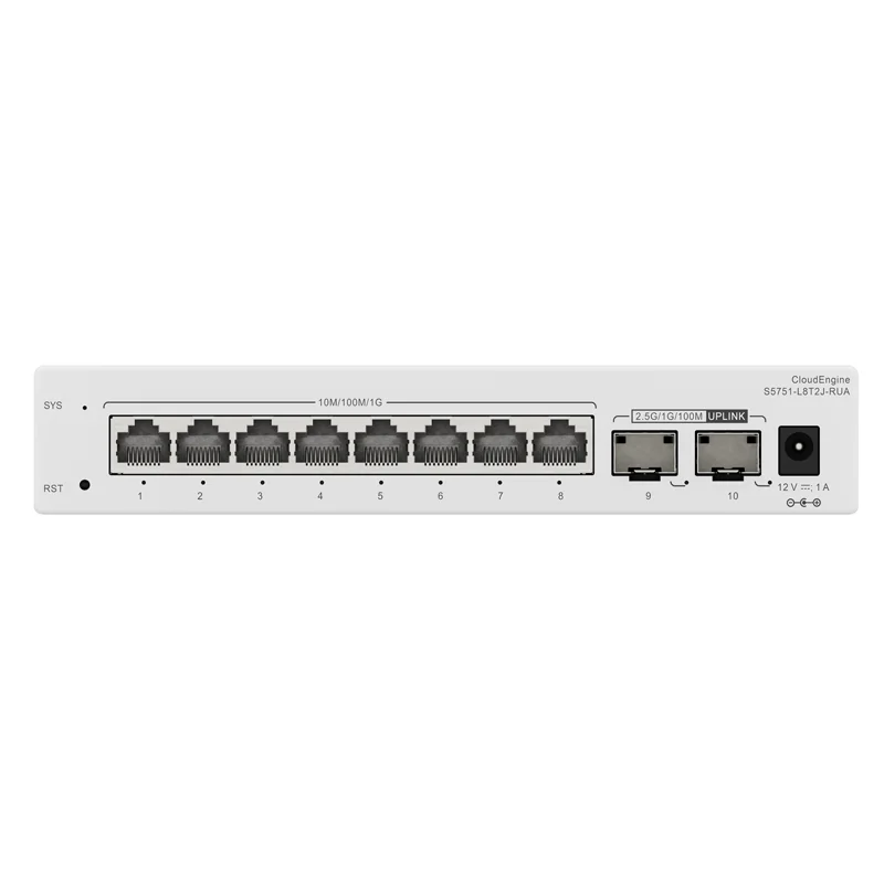 S5751-L8LP2J-RUA 8*10/100/1000BASE-T PoE+, 2*2.5GE ports 8 Port SFP Enterprise Ethernet Ne