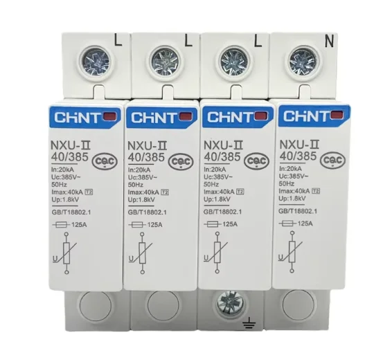 NU6-II 100KA/4P Surge Protection Device 385V AC 4 Pole Lightning Protector DIN Rail Mount