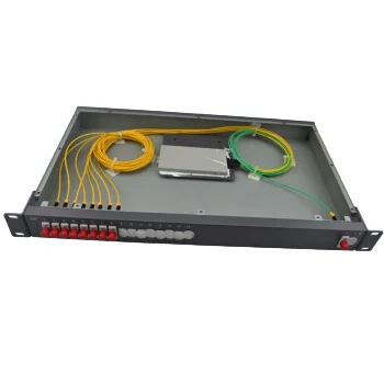 Customizable 1U SC Type Rack Mount Fiber Optic Patch Panel with 16 Port Connectors PLC Spl