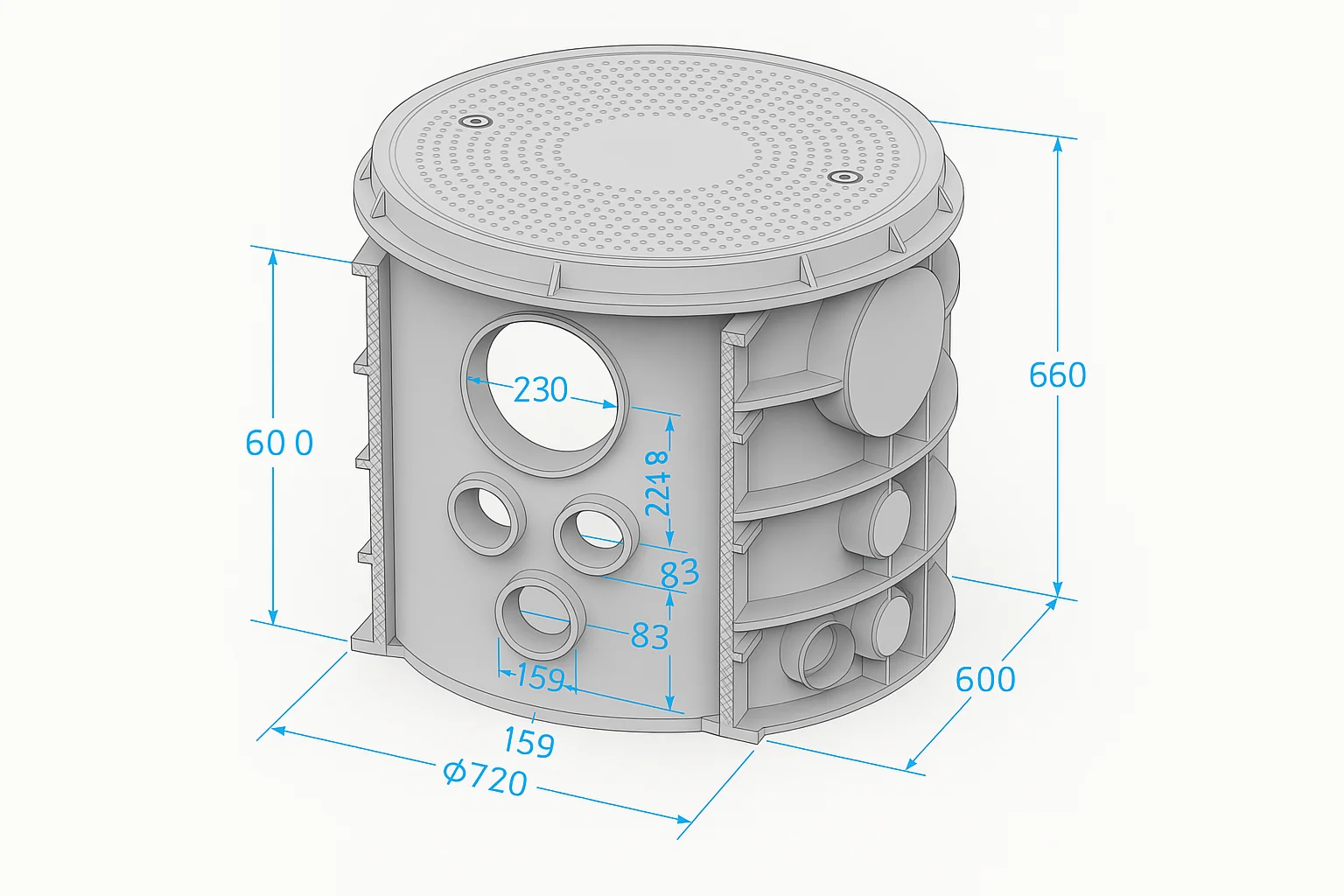 Round SMC Fiber Optic Manhole Chamber| Modular Underground Cable Access Box| EN124 Certifi