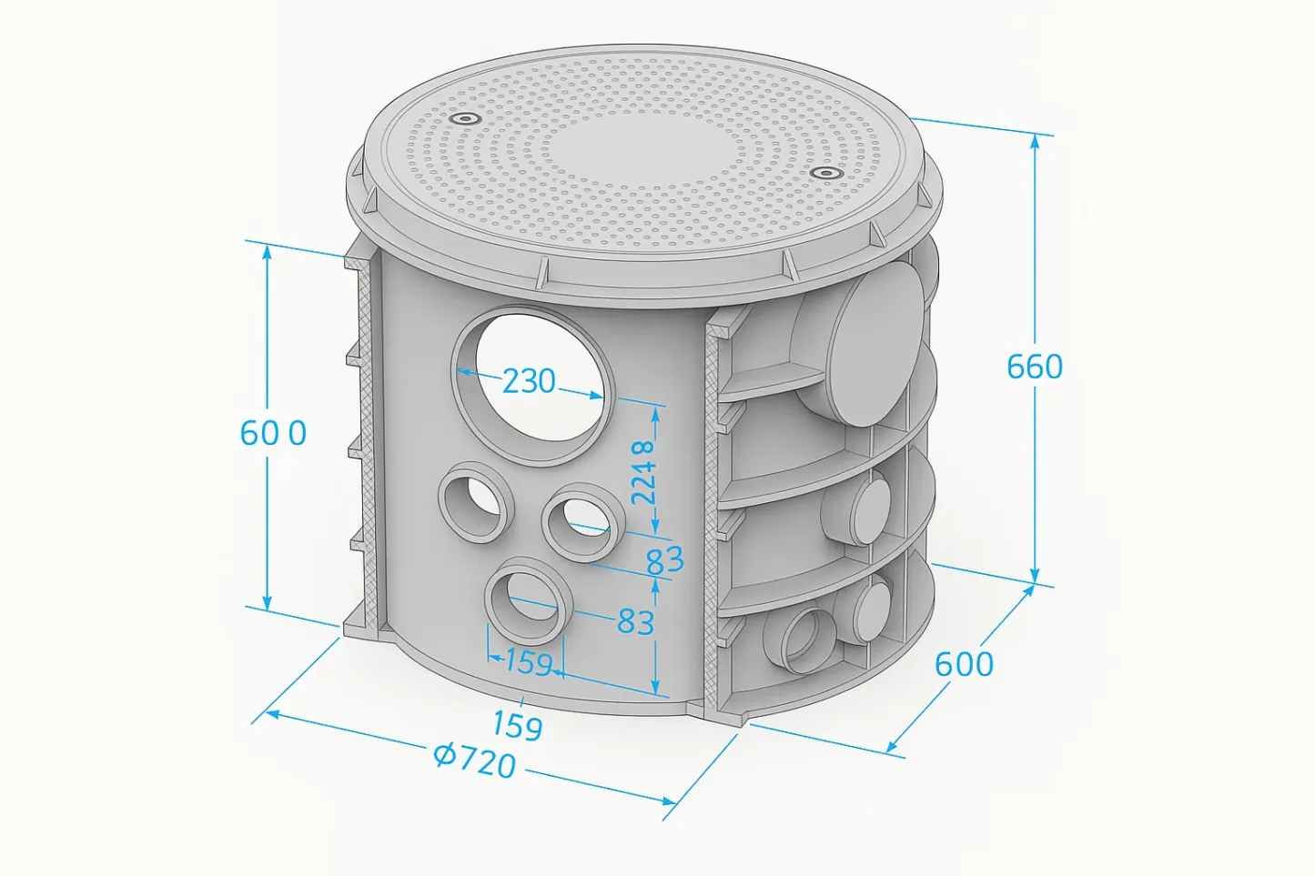 Round SMC Fiber Optic Manhole Chamber| Modular Underground Cable Access Box| EN124 Certifi