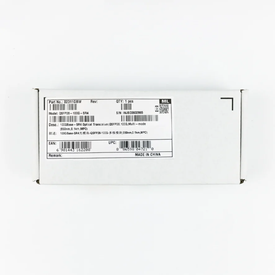 QSFP28-100G-SR4 Optical Module 850nm-0.1km Multimode MPO Interface 02311GBW Original Package-boxintelecom
