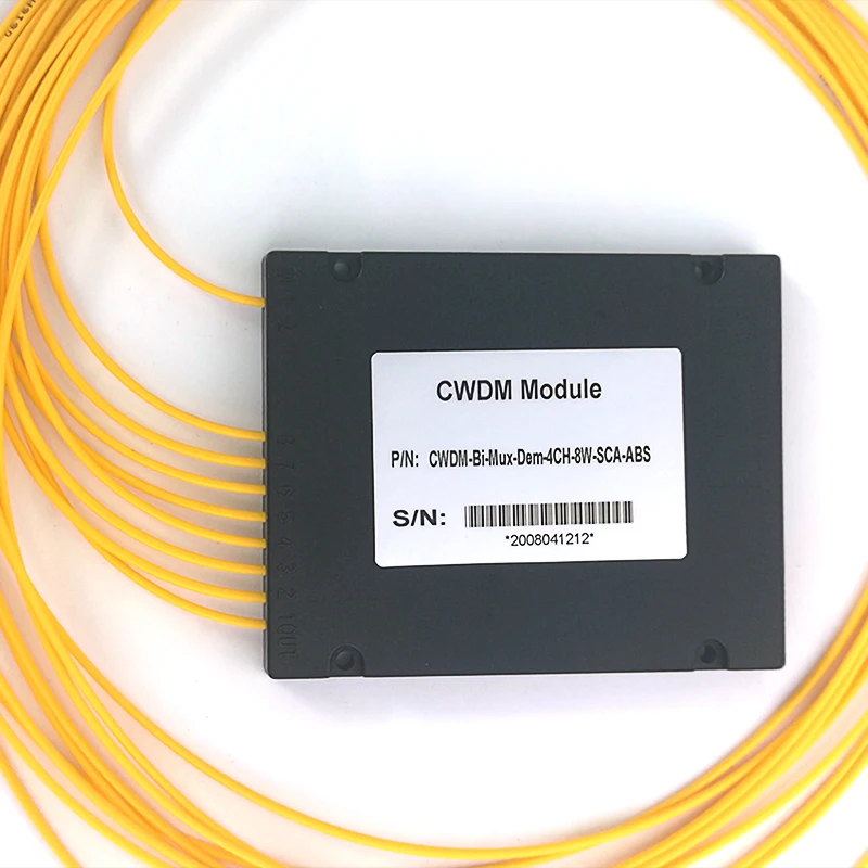 Black ABS 4CH BIDI CWDM Mux Demux System 5G 1470-1610nm Wavelength Yellow SC/APC Connector 1m/Customizable Fiber Cable for FTTx