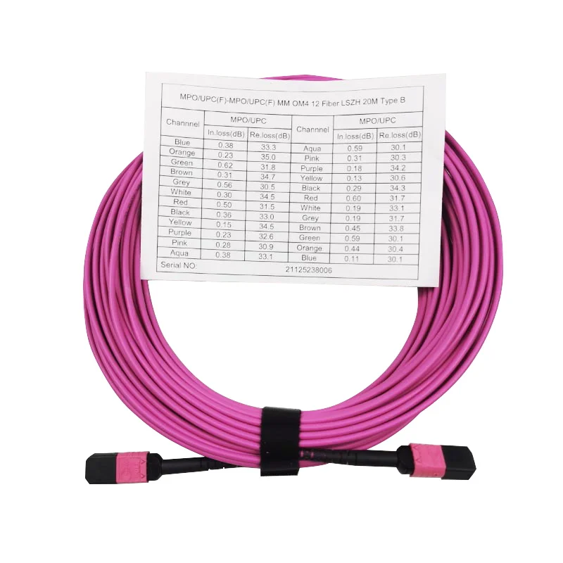 MPO OM4 50/125 Multimode Cable LSZH for WiFi 4G & 3G Networks Fiber Optic Patch Cord/Jumper 5