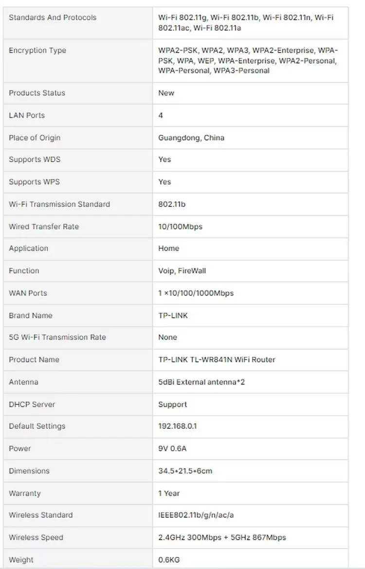 TP-LINK TL-WR841N WiFi Router Wireless Home TPLINK Wi-Fi Repeater Routers Network 300M