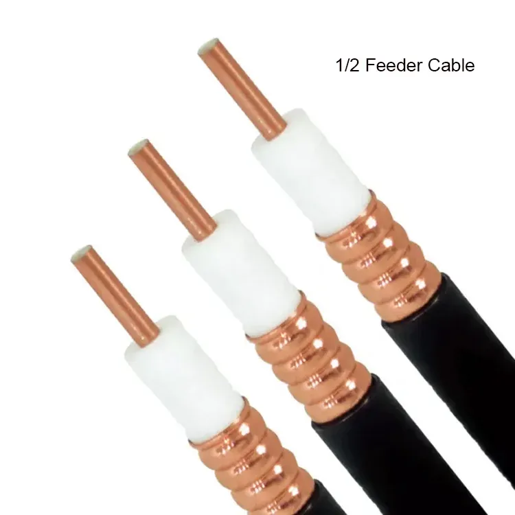 Low Loss 1/2" RF Coaxial Cable, 50 Ohm Corrugated Copper Feeder Cable for 4G/5G Base Stati