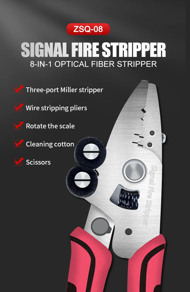 Hot Sell Fiber stripping pliers 8 in 1 Fiber optic cleaning tools