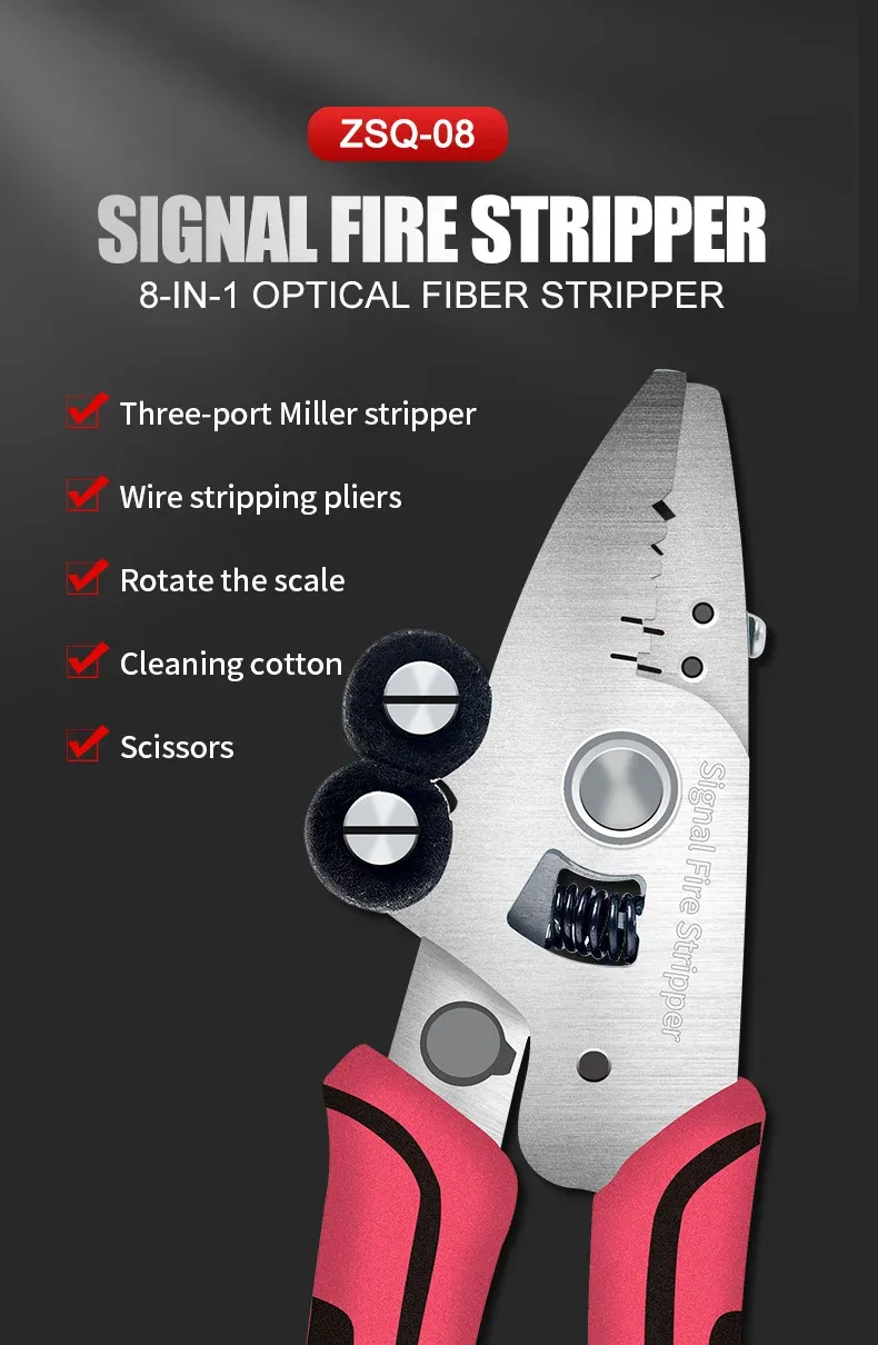 Hot Sell Fiber stripping pliers 8 in 1 Fiber optic cleaning tools