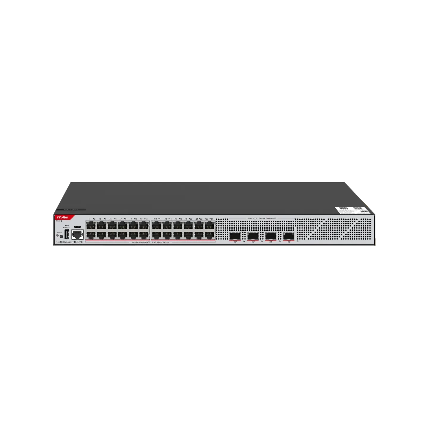 RG-S5350-24GT4XS-P-E 24-Port GE Layer 3 Managed Access Switch with 24 1GE RJ45 4 x 10GE SFP+ ports, PoE/PoE+ 0