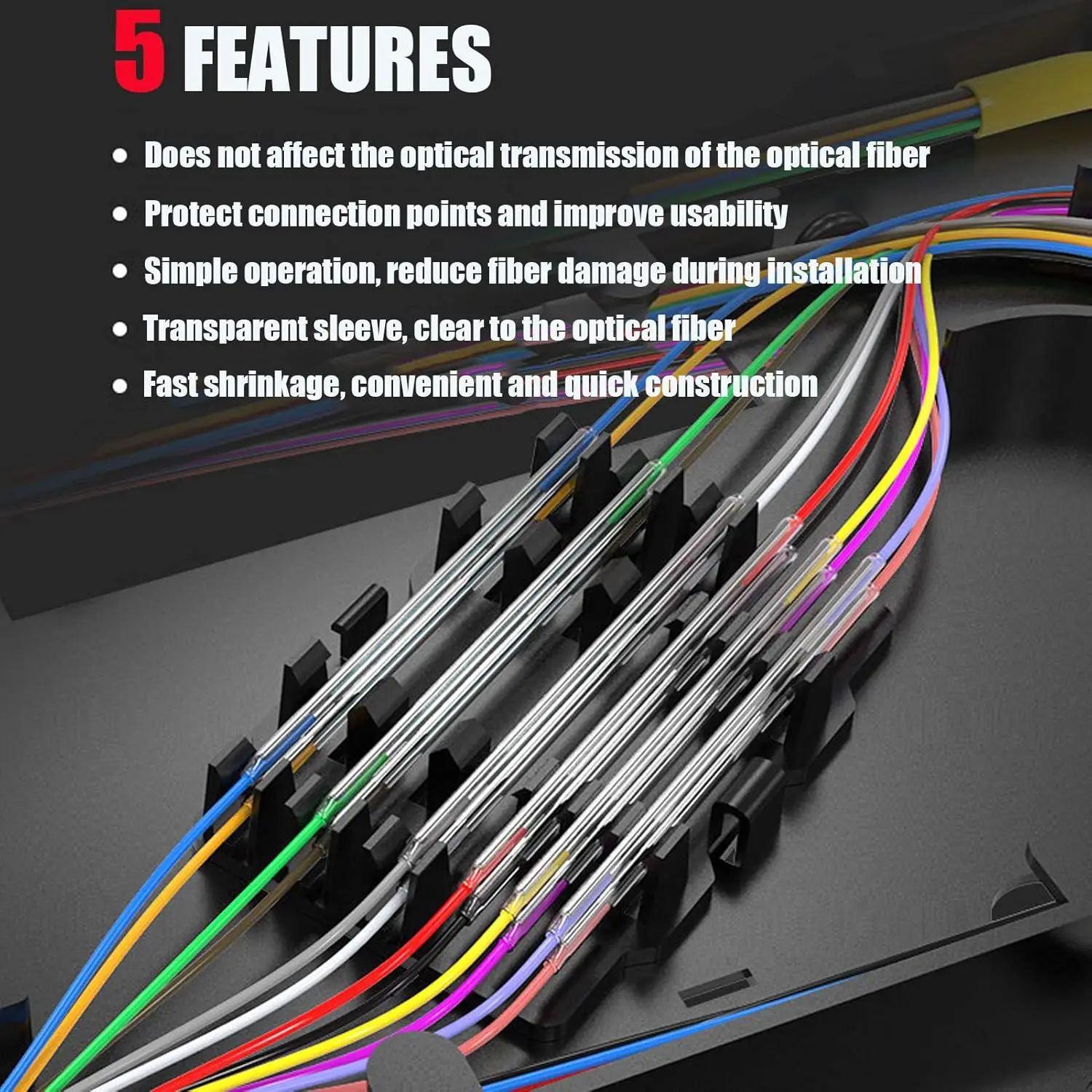 Clear PE Heat Shrinkable Tube 2.6mm Dia Fiber Optical Cable Fusion Splice Protection Sleev