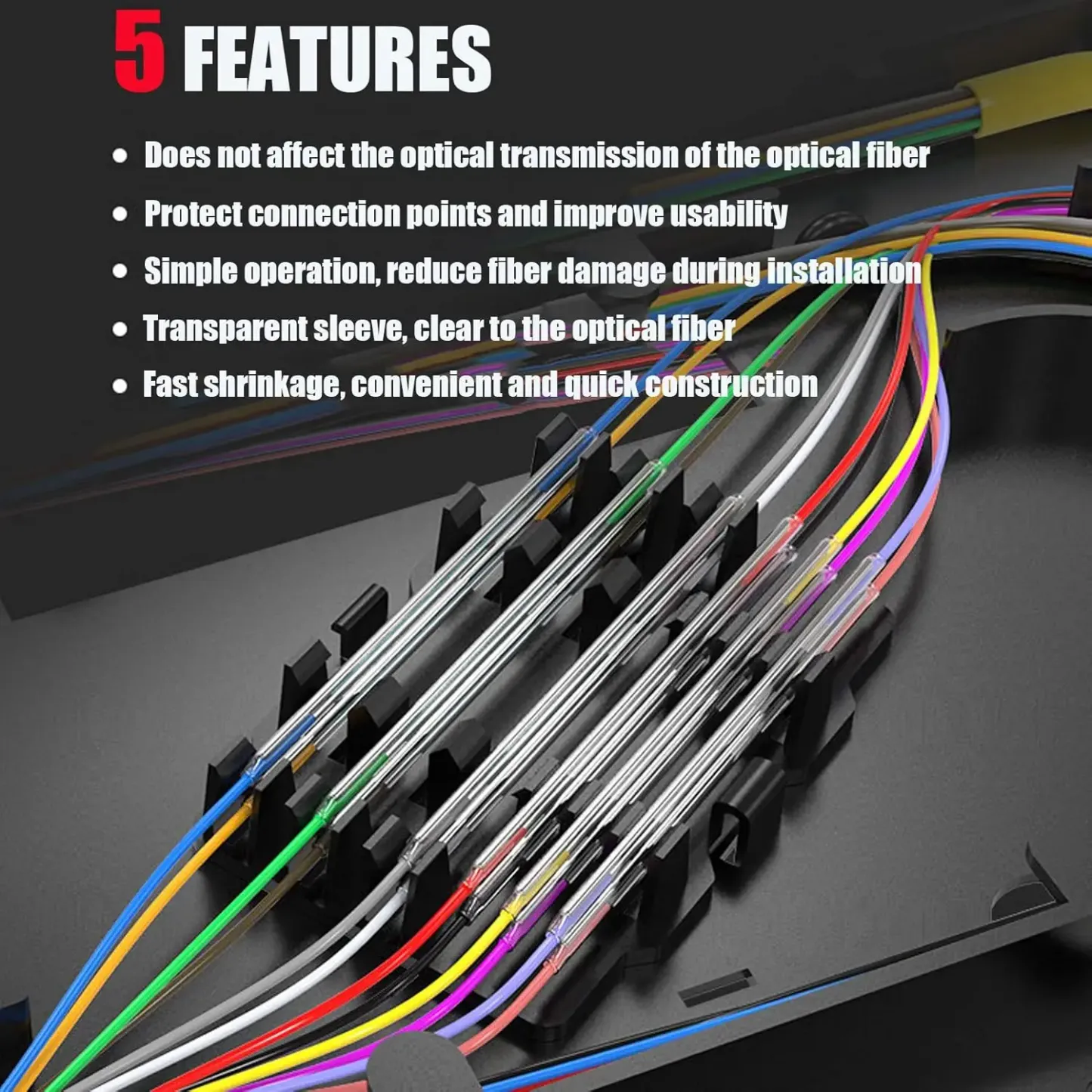 Clear PE Heat Shrinkable Tube 2.6mm Dia Fiber Optical Cable Fusion Splice Protection Sleev