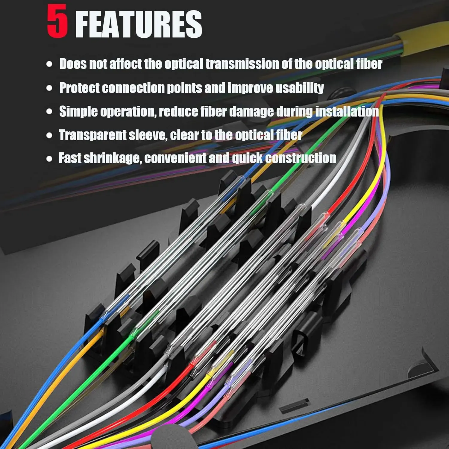 Clear PE Heat Shrinkable Tube 2.6mm Dia Fiber Optical Cable Fusion Splice Protection Sleev