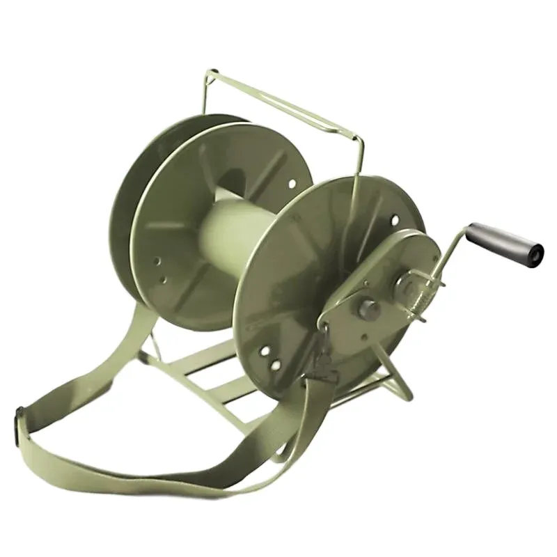 All-Metal FTTA Fiber Optic Cable Reel Shoulder Strap Locking Key Detachable Drum Design for