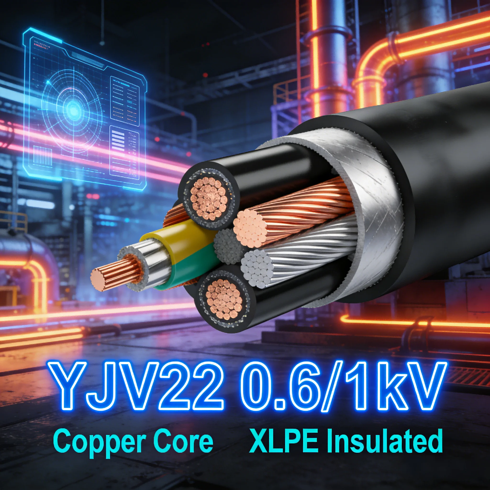 Armored Power Cable YJV22/VJLY22 0.6/1kV Copper Conductor XLPE Insulated Steel Tape Armoured PVC Sheath Corrosion/Water/Abrasion-boxintelecom