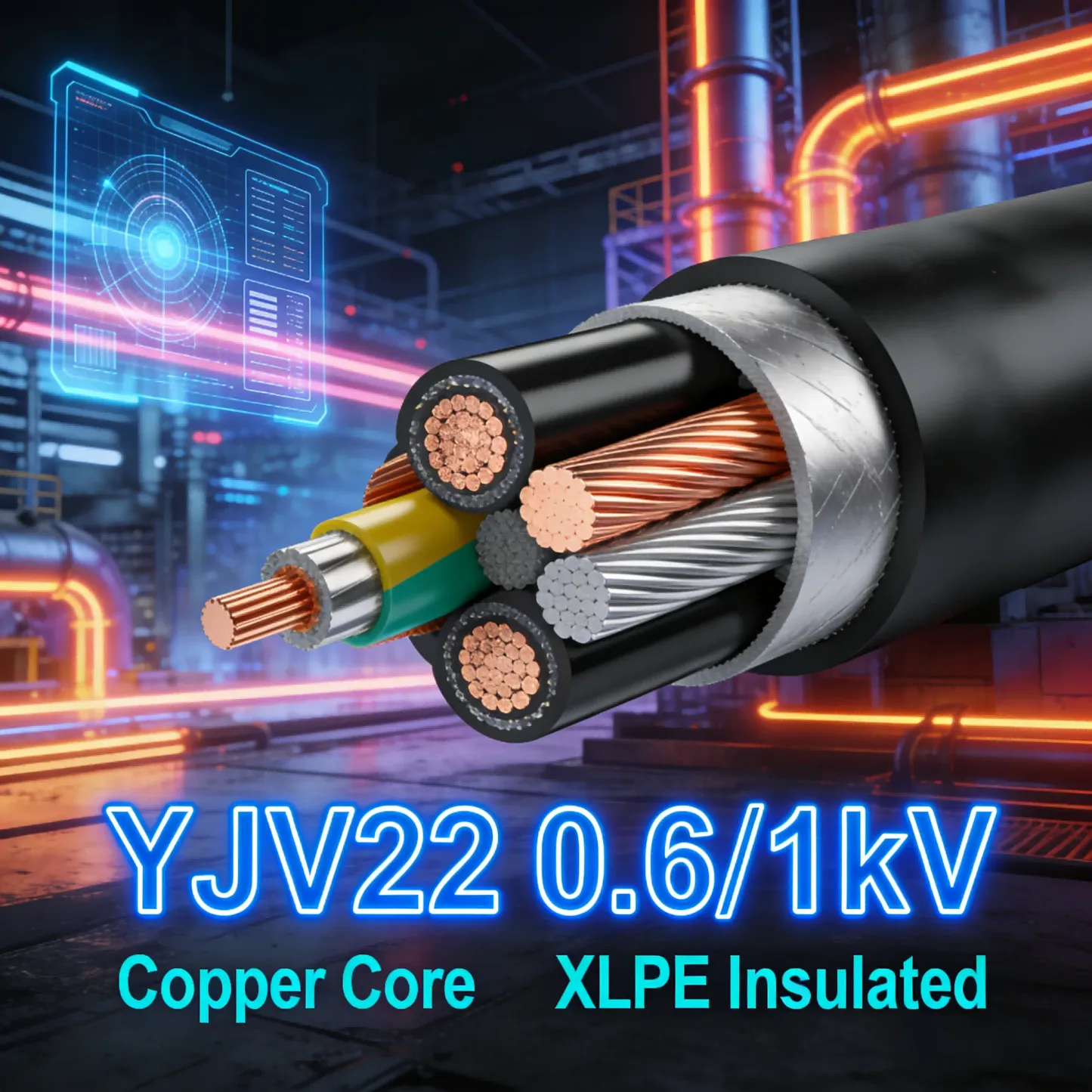 Armored Power Cable YJV22/VJLY22 0.6/1kV Copper Conductor XLPE Insulated Steel Tape Armoured PVC Sheath Corrosion/Water/Abrasion-boxintelecom