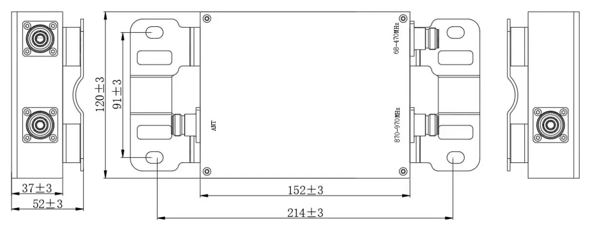 N Female Connector 50W Dual Band Combiner 68 470 870 970MHz for IBS DAS Systems-boxintelecom