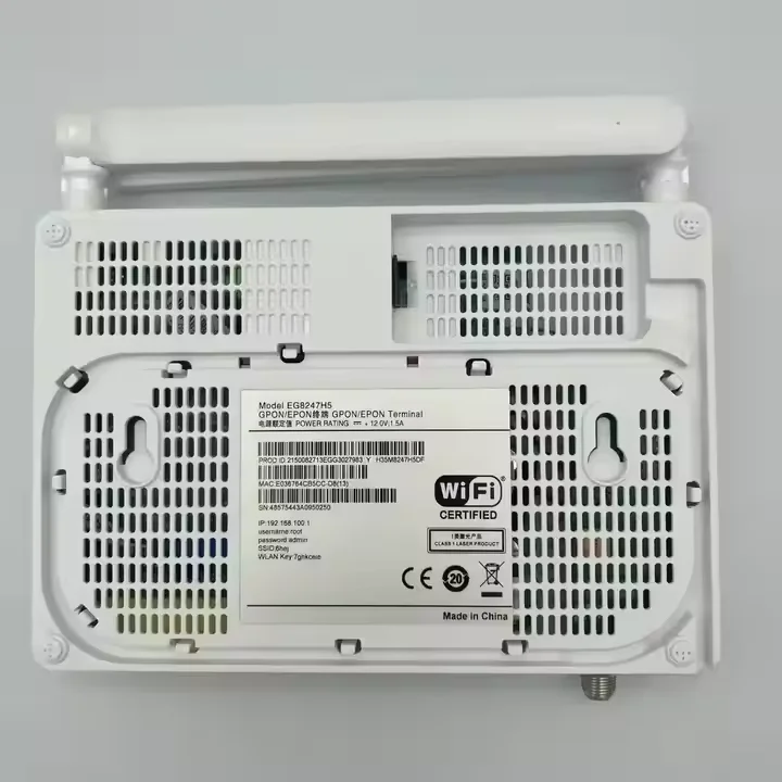 Wholesale Price Shunou EG8247H5 English Version ONU 2POTS+4GE+CATV+2.4G Wi-Fi+1USB XPON GPON EPON Fiber Optic Equipment White 1-boxintelecom